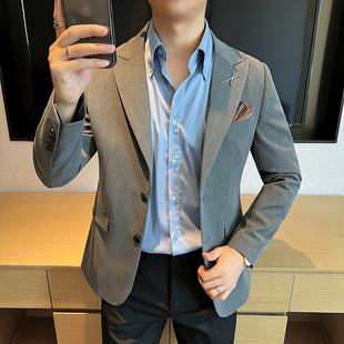 男士 二粒扣新郎西服通勤中灰色 大码 外套韩版 P115 单件西装 DX2403