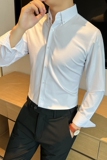 高品质定制面料痞帅细条纹白色男士扣领衬衣白色CS027-P88，男装衬衫，星座197