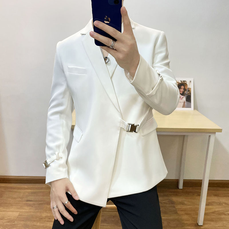 2024秋冬金属卡扣经典复古西装斜口小西服男网红外套DX2210-P160，男装西服，星座197
