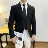 2025秋装黑色新款品质西装英伦小西服男士外套DX2215-P138，男装西服，星座197