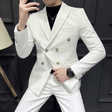大码高品质双排扣商务西装新郎结婚西服男套装潮LJT2212-P215，男装西服，星座197