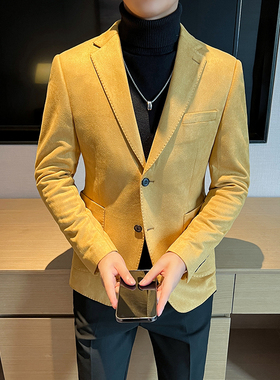 高品质麂皮绒西装外套男修身高级感西服男便服单西男XZ5533-P155