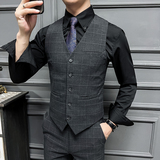 高品质男格子伴郎团兄弟装新郎结婚修身马甲男套装MJT145-P135，男装背心/马甲，星座197