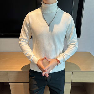羊毛 高领长袖毛衣针织衫男士修身打底衫男长袖内搭潮W6009-P57图片