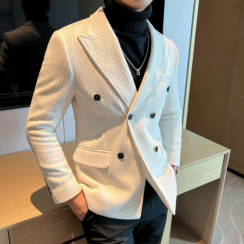 高品质雪尼尔英伦商务男士西装双排气质西服外套帅DX2405-P155,男装西服套装,星座197