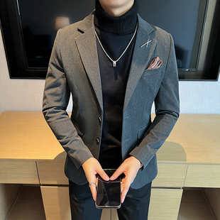 男士 二粒扣新郎西服通勤深灰色 大码 外套韩版 P115 单件西装 DX2402