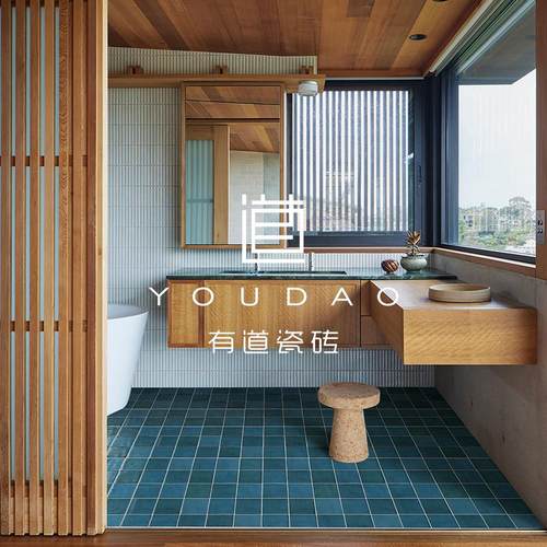 渐变蓝色手工砖厨房浴室店铺背景