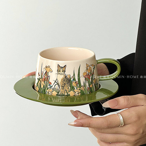 手绘高颜值陶瓷摩卡拿铁拉花杯子