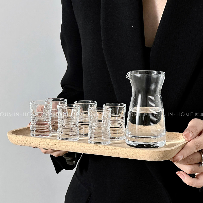 趣皿 螺纹玻璃白酒杯套装小烈酒杯分酒器酒壶酒具家用酒盅一口杯,餐饮具,白酒杯,淘宝优惠券,粉丝福利购,淘宝优惠卷