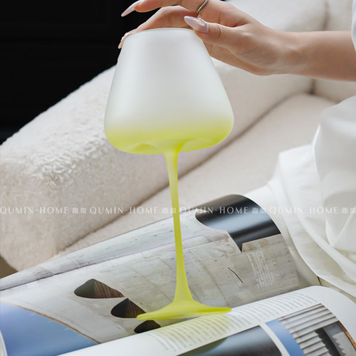 趣皿创意高级感磨砂酒杯玻璃高脚杯家用氛围感微醺葡萄酒杯红酒杯