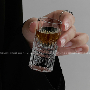 复古浮雕玻璃杯家用轻奢洋酒杯威士忌高颜值果汁饮料杯高级感酒杯