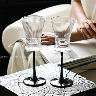 趣皿复古高脚杯鸡尾酒杯高级感家用微醺葡萄酒杯红酒杯饮品杯子