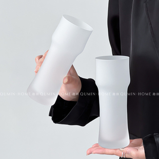 趣皿ins风磨砂质感啤酒杯创意竹节杯家用玻璃杯创意冷饮杯果汁杯