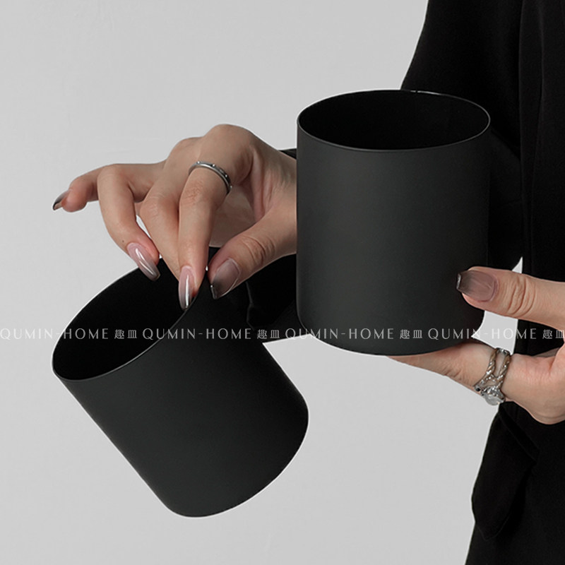 黑色磨砂玻璃杯子高级感ins风高颜值咖啡牛奶喝水杯子茶杯饮品杯,餐饮具,玻璃杯,淘宝优惠券,粉丝福利购,淘宝优惠卷