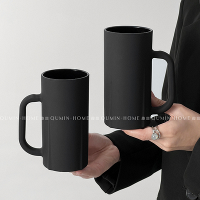 高颜值玻璃水杯家用曜黑茶杯子