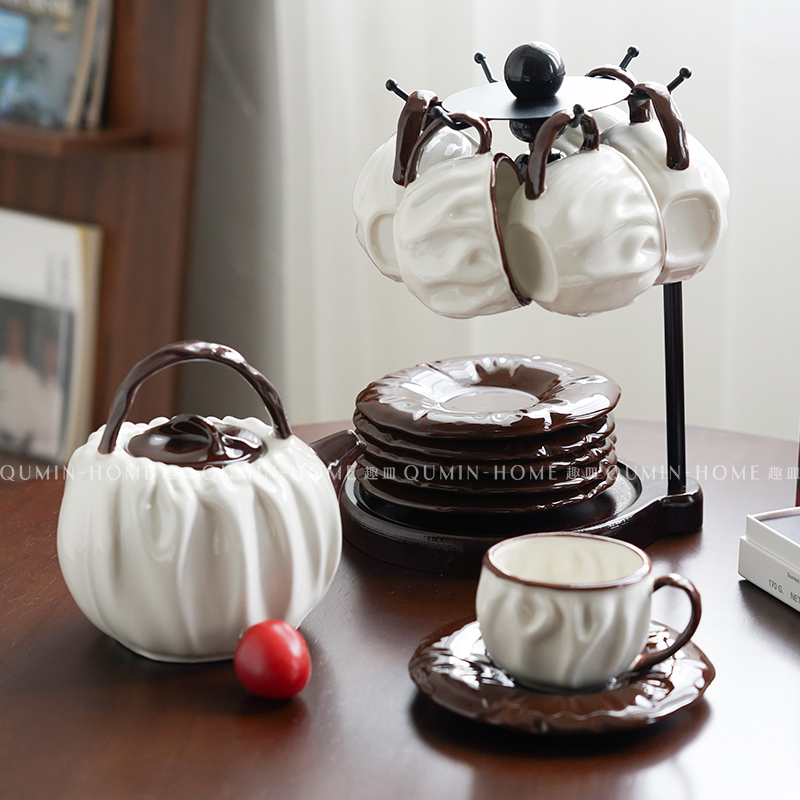 趣皿中式陶瓷杯碟套装水具套装轻奢茶杯茶壶套装家用待客茶具套装