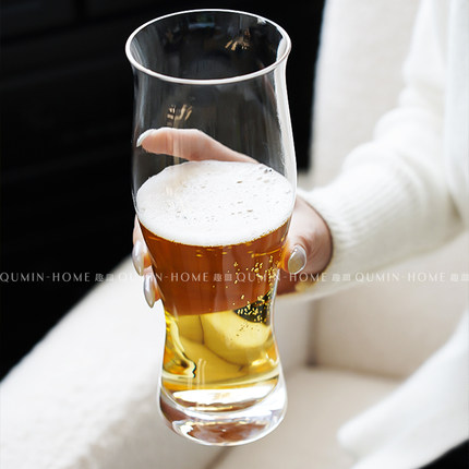 趣皿ins风大容量啤酒杯家用透明玻璃杯子冷饮杯果汁杯精酿啤酒杯