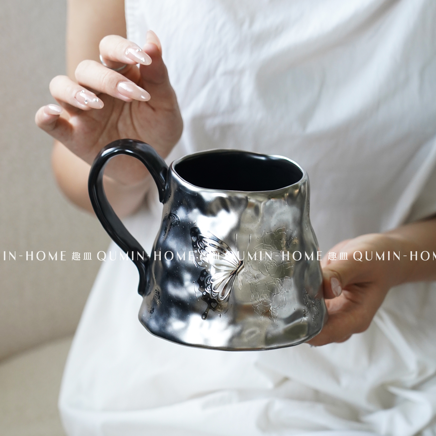 趣皿复古咖啡杯家用陶瓷杯高档精致茶杯马克杯喝水杯早餐杯牛奶杯