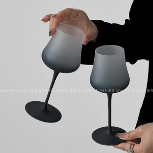 趣皿ins风渐变色玻璃红酒杯高脚香槟杯子家用轻奢高档葡萄酒酒具