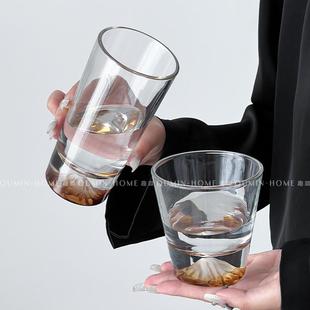 趣皿ins风玻璃杯富士山杯威士忌酒杯观山杯高端雪山杯子洋酒杯子