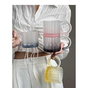 Qumin磨砂质感小众饮料杯果茶杯咖啡杯牛奶杯玻璃杯