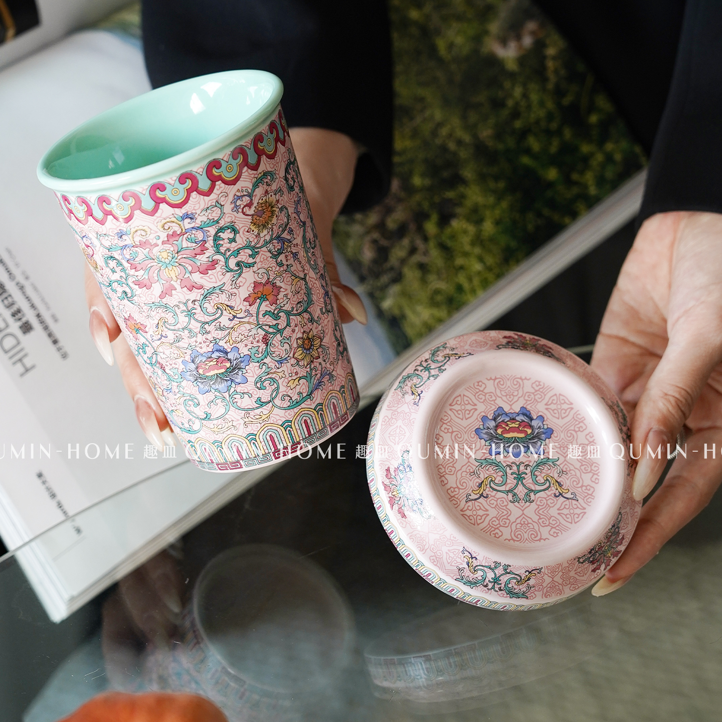 趣皿创意陶瓷马克杯办公室带盖咖啡杯早餐牛奶杯复古手握喝水杯子