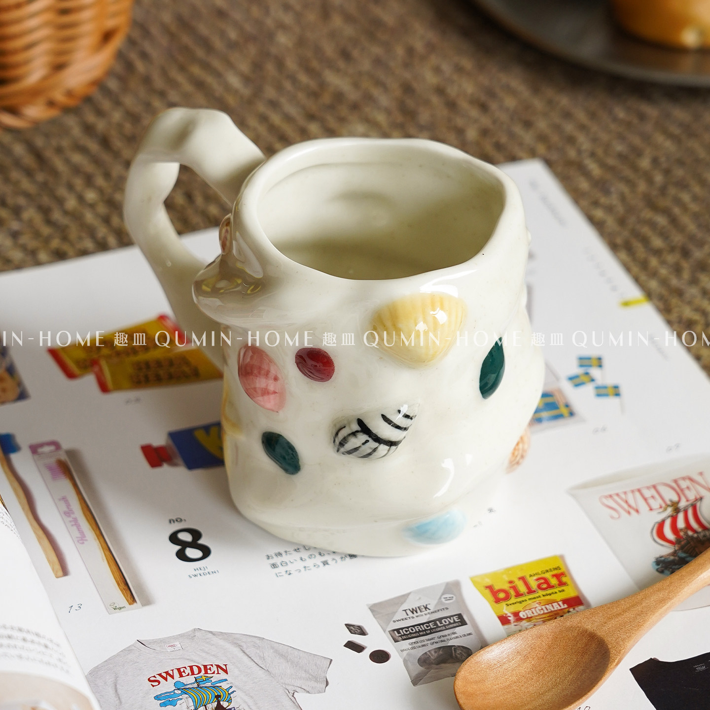趣皿欧式小众贝壳海螺陶瓷杯不规则马克杯高级感创意咖啡杯牛奶杯