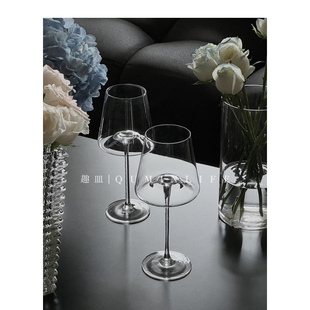 Qumin 风高颜值勃艮第葡萄酒杯 红酒杯子家用水晶玻璃高脚杯欧式