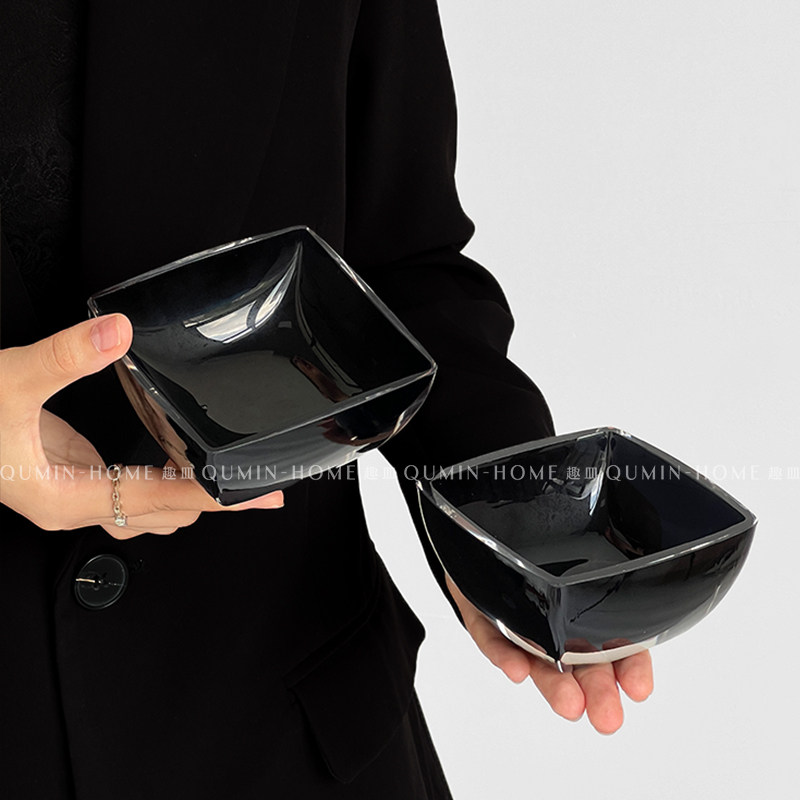 趣皿烟灰缸高级感碗灰缸陶瓷纯色家用九格碗调味碗正方形糖果碗