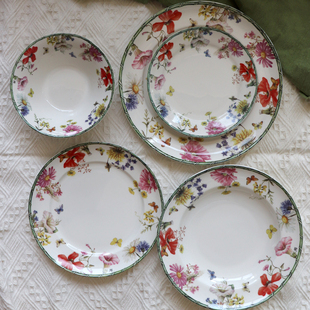 Wild Garden出口英国红花蝴蝶西餐盘分食盘家用菜碟深盘牛排意面