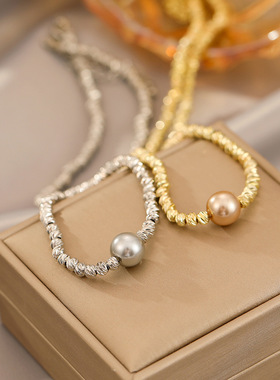 日韩简约不规则项链女珍珠吊坠小众设计时尚颈链百搭气质锁骨链潮