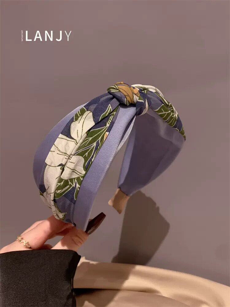 法式高颅顶打结印花发箍女新款复古气质头箍百搭外出压发发卡头饰