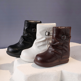 加绒加厚防滑保暖棉鞋 冬季 中筒靴 子2025新款 9cm内增高雪地靴女鞋