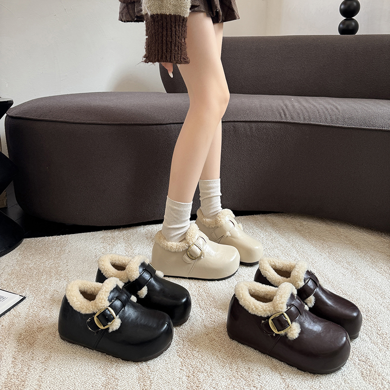 5cm内增高复古厚底勃肯鞋