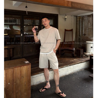夏季新款男士韩系短袖短裤套装