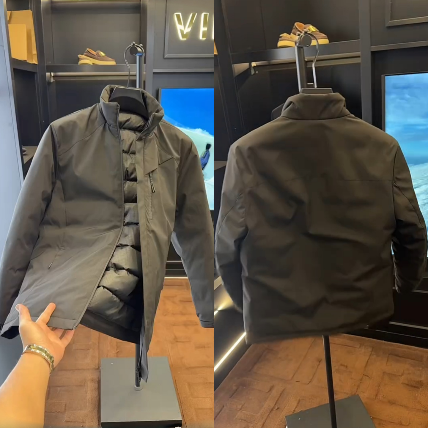 冬季男士轻奢百搭防风保暖商务保暖外套黑色休闲时尚立领夹克棉服