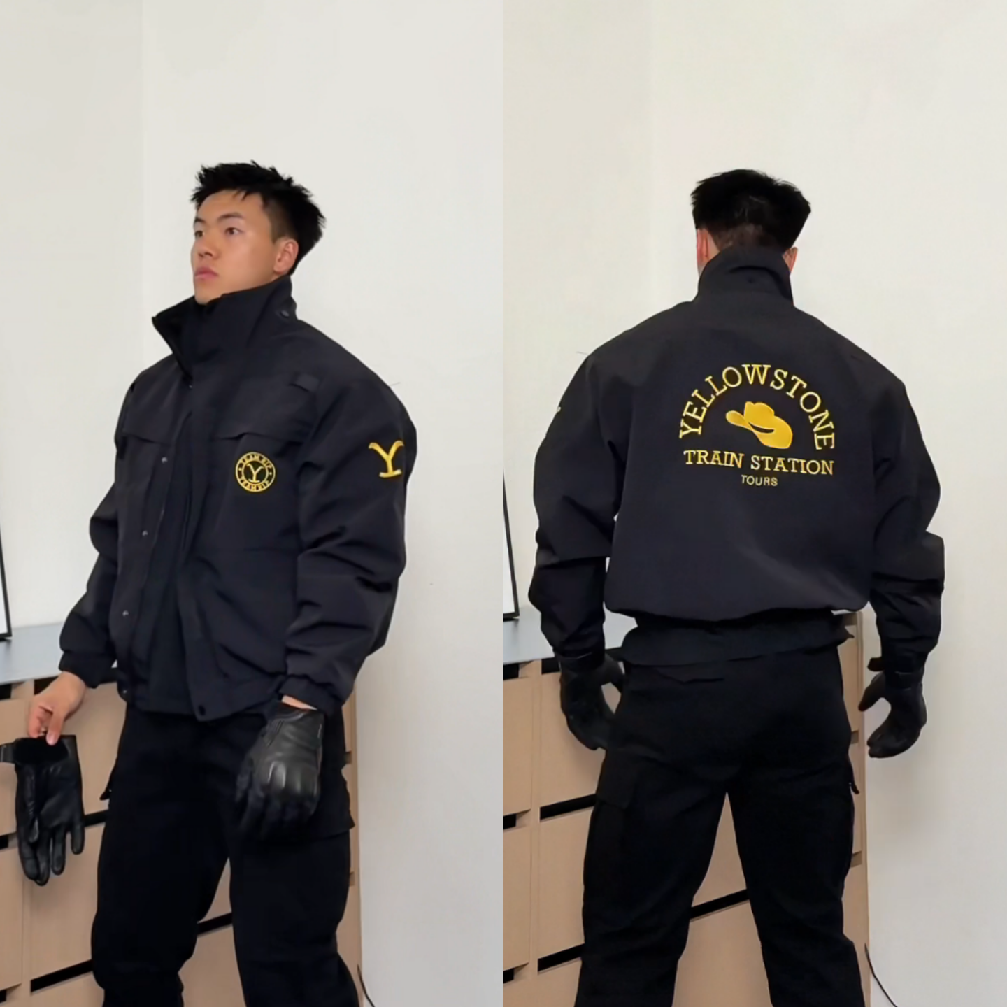 冬季美式工装风运动休闲立领夹克男士时尚户外高级感刺绣字母外套