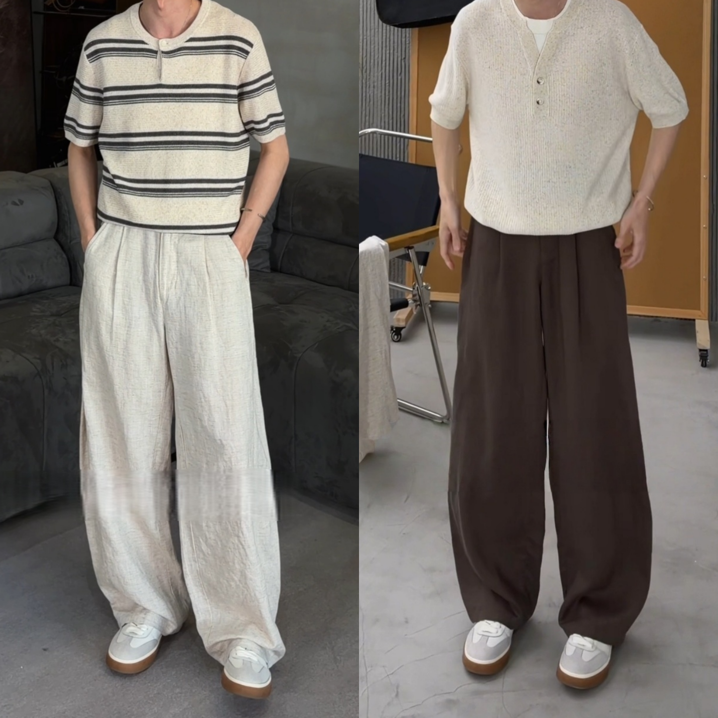 轻薄垂感高级老钱风休闲裤夏季新款男士时尚简约小众百搭直筒长裤