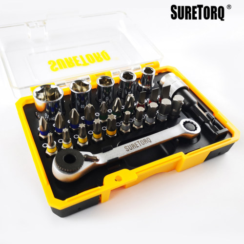 SURETORQ电动批头工具套装棘轮内六角扳手套筒螺丝批旋具头组套