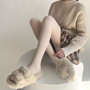 秋冬连裤袜棉质麻花竖纹打底袜裤外穿女修身纯色简约百搭春秋新款