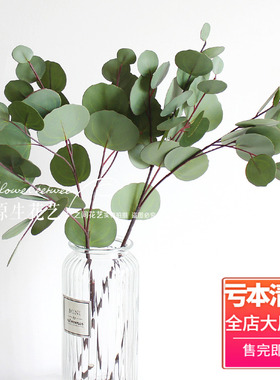 清仓 手感圆叶尤加利 高仿真 紫色婚庆家居摆件 金钱草 7头尤加利