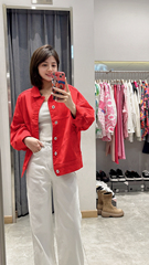 ZYVN小众设计师品牌中国红复古气质丹宁牛仔外套时尚休闲外套