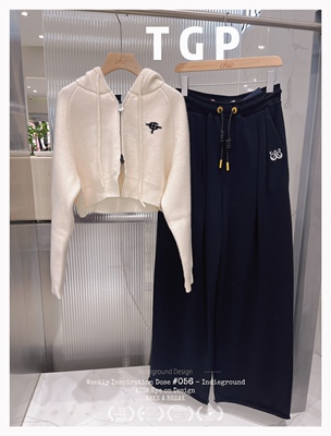 THE GOD PARTICLE  LOGO短款拉链款刺绣毛绒休闲辣妹洋气连帽衫