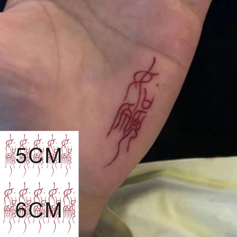 抖音网红同款如願红色汉字纹身贴ins风 如愿文字防水持久女小清新