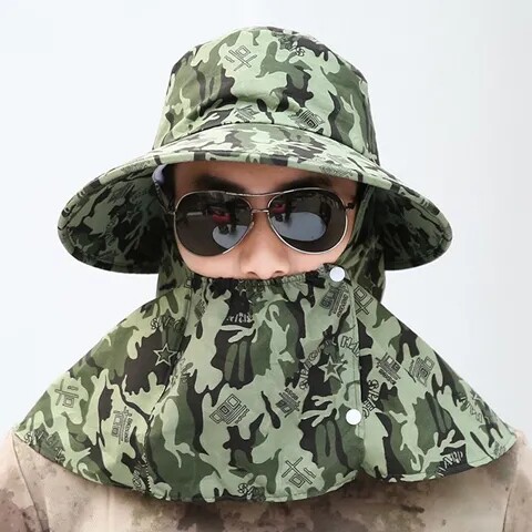 防晒帽登山遮阳帽男女春夏出行潮工作旅游防尘防风护鼻一体钓鱼帽