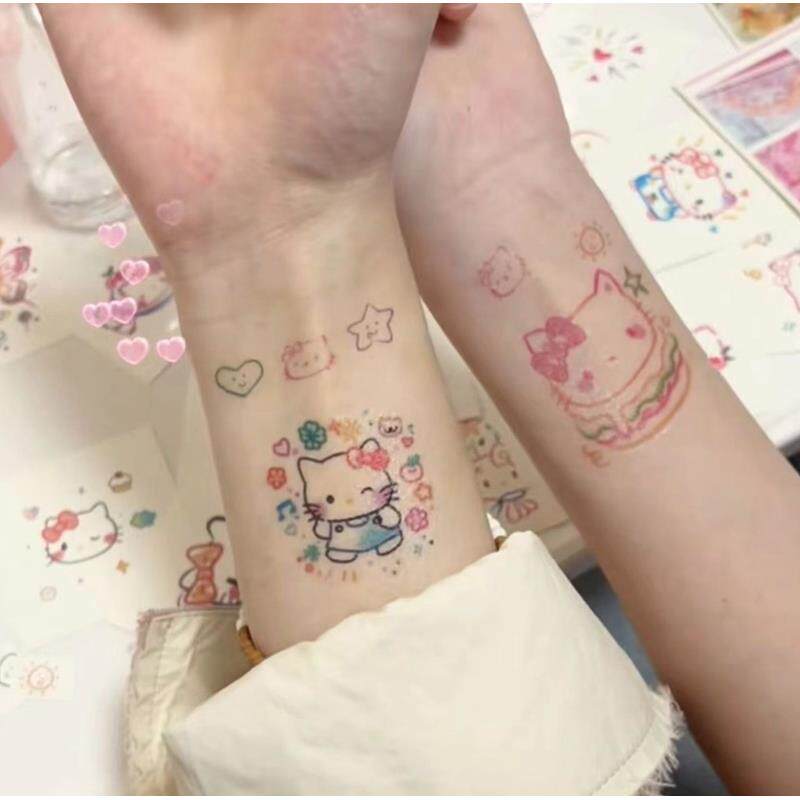 爆款多巴胺kitty猫纹身贴可爱卡通防水持久手臂贴纸ins风可洗送人