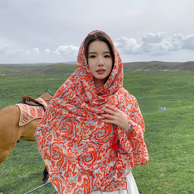 春夏秋冬流苏民族风女披肩围巾