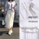 孕妇A字半身裙2020春夏韩国中长款 复古气质白色百褶裙大摆长裙子