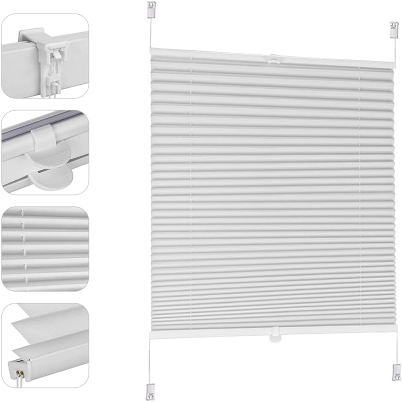 白色免打孔百褶帘窗帘 简易安装百折帘 半遮光上下升降成品窗帘
