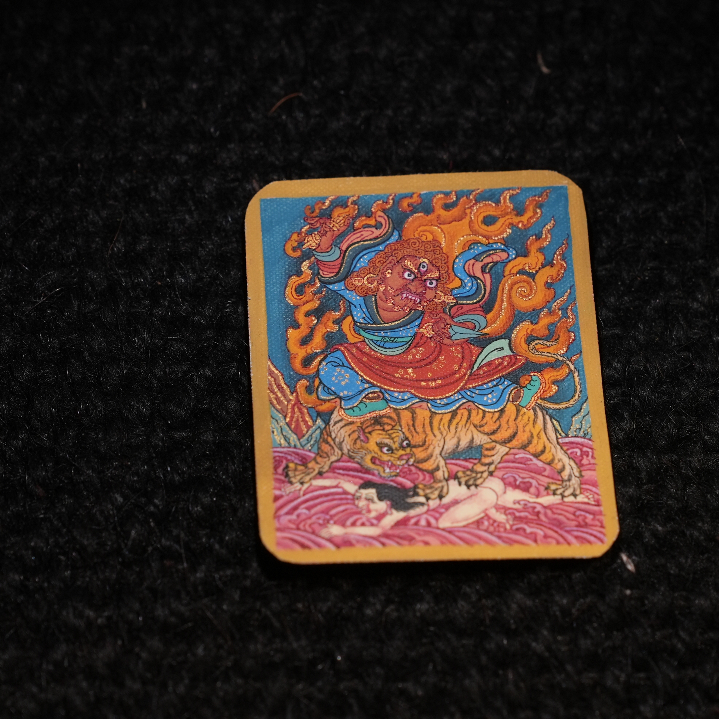 喜玛岚纯手绘愤怒莲师唐卡挂件